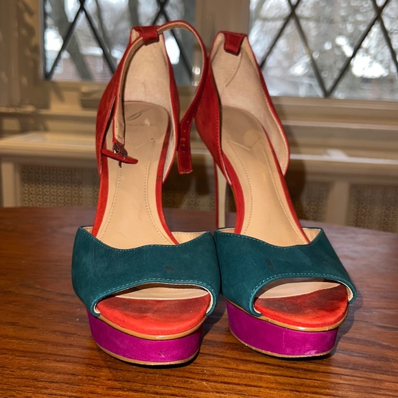 Brian Atwood Roma Suede Platform Sandals - Picture 1 of 5